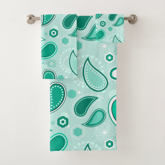 set de serviette de bain en paisley vert (En situation)