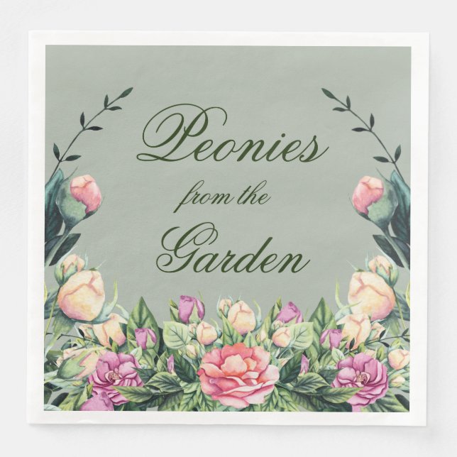 Set de serviettes en papier (50) pivoines du jardi (Devant)
