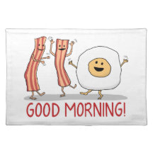 Bonjour mignon et drôle lard et oeufs