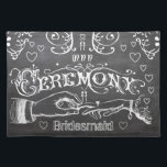 Set De Table Bridesmaid Chalkboard Moderne Typographie Vintage<br><div class="desc">Retro Chalkboard Art avec la main de Groom Placing the Ring on His Bride's Finger comme ils disent "I Do" Chalkboard Typographie victorienne rétro sur le dos. Anglais Cottagecore Wedding Invitations avec un élément vintage de frontière qui est unique et sûr d'obtenir beaucoup de compliments lorsque vous envoyez ceux-ci à...</div>