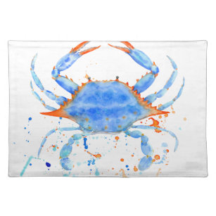 Set De Table Éclaboussure de peinture de crabe bleu d'aquarelle