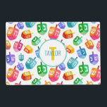 Set De Table Hanoukka Dreidels Rainbow Watercolor Holiday<br><div class="desc">Motif de vacances Hanoukka Dreidels Rainbow Watercolor. Chanukah rêve dans l'eau arc-en-ciel multicolore.</div>