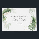 Set De Table Jungle Safari Animaux Baby shower moderne<br><div class="desc">girafe à thème forêt sauvage,  et baby shower animal safari de garçons élégants Set de table papier avec une girafe,  un éléphant,  feuille d'or et feuilles verts.</div>