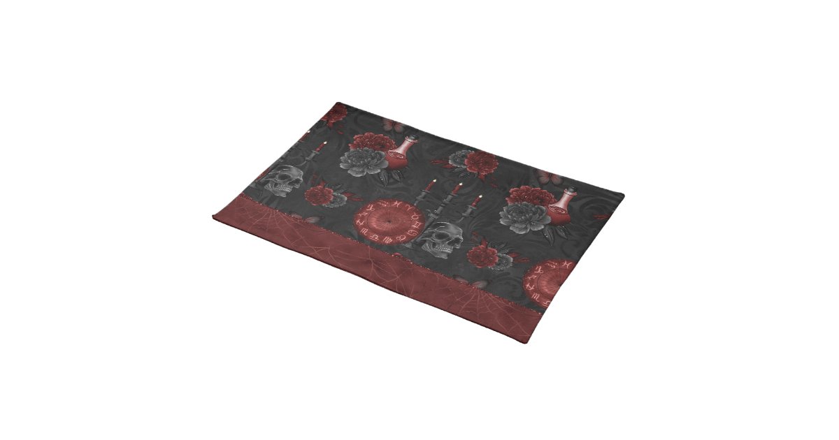 Set De Table Magic Henna | Red Gothic Skull Roses Potion | Zazzle.fr