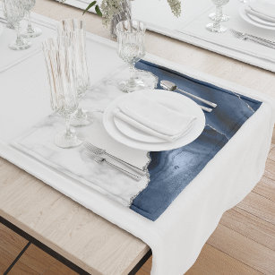 Set De Table Marbre blanc Silver Navy Blue Agate