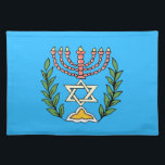 Set De Table Persian Magen David Menorah<br><div class="desc">Cette image a été adaptée à partir d'un carrelage juif perse antique et présente une menorah avec un Magen David (Étoile de David) encadré de branches d'olivier. Les imperfections de l'image originale peinte à la main ont été conservées.</div>