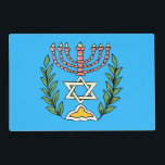 Set De Table Persian Magen David Menorah<br><div class="desc">Cette image a été adaptée à partir d'un carrelage juif perse antique et présente une menorah avec un Magen David (Étoile de David) encadré de branches d'olivier. Les imperfections de l'image originale peinte à la main ont été conservées. Ajoutez votre propre texte à l'envers.</div>