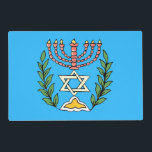 Set De Table Persian Magen David Menorah<br><div class="desc">Cette image a été adaptée à partir d'un carrelage juif perse antique et présente une menorah avec un Magen David (Étoile de David) encadré de branches d'olivier. Les imperfections de l'image originale peinte à la main ont été conservées. Ajoutez votre propre texte à l'envers.</div>