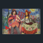 Set De Table Stratifié Mona Lisa Romantic Funny Art coloré<br><div class="desc">Cette merveilleuse invitation prend des éléments de la Mona Lisa et de Van Gogh's Starry nuit pour faire un thème mariage exceptionnellement unique et fantasque stationnaire pour une invitation, merci, numéro de table, et plus encore! Mona Lisa - Cette image présente la Mona Lisa avec son homme, dansant dans la...</div>