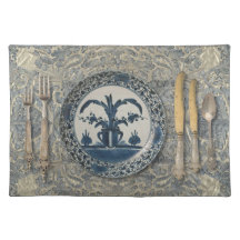 Tapis de table élégant en tissu bleu de Delft