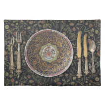 Tapis de table en tissu vintage avec assiette asia