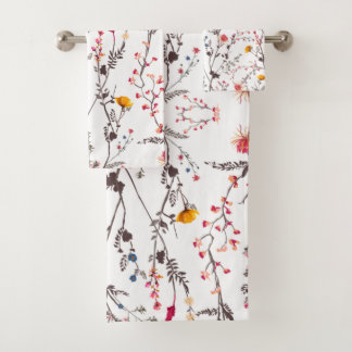 Set de toallas con flores en rosa y naranjas