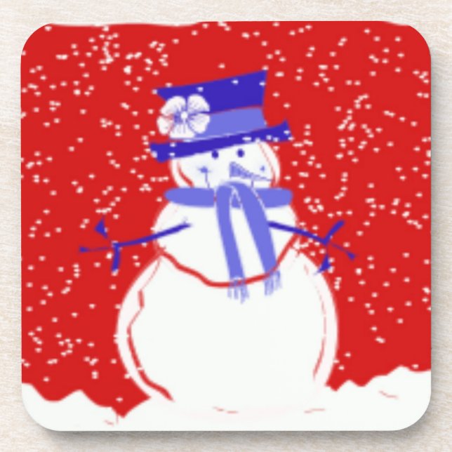 Set Dessous de verre de Noël - Snowman mignon - Ca (Devant)