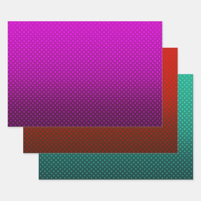Set, papier rétro, rétro, pois, dégradé, rouge (Lot)
