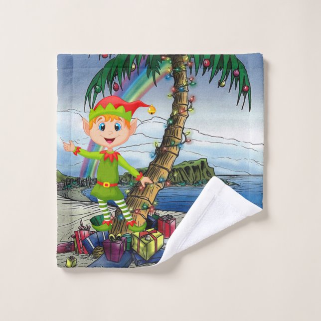 Set Serviettes de bain de Noël, Beach Bum Elf (Gant de toilette)