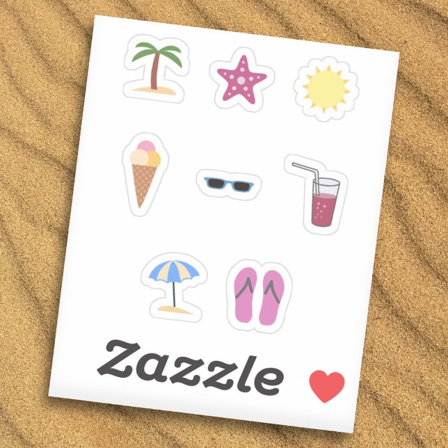 Set Stickers Été Plage (Beach Summer Stickers Set)