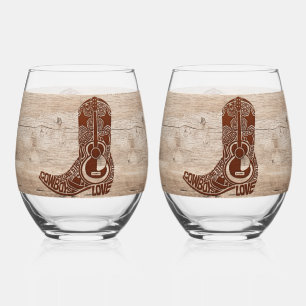 Set Wine Stemless Cowboy Verres Vaisselle