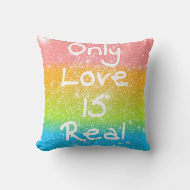 Seul l'amour est Real Pastel Rainbow Stars Coussin (Recto)