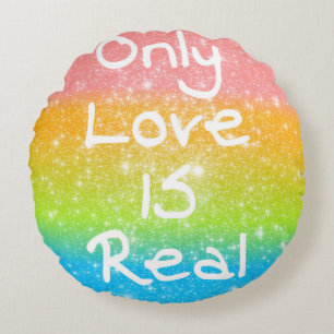 Seul l'amour est vrai Pastel Rainbow Round Coussin