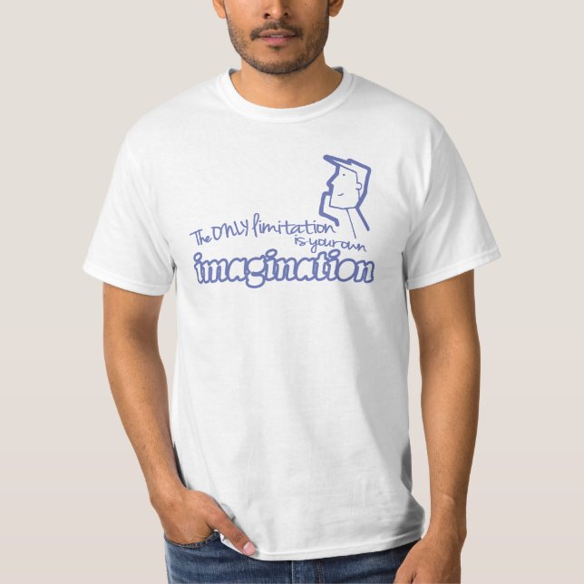 Seule limitation imagination bleu sur t-shirt blan (Devant)