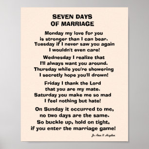 SEVEN DAYS OF MARRIAGE POEM POSTER