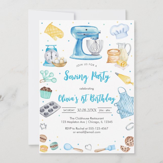 Sewing Party Birthday Invitation (Devant)