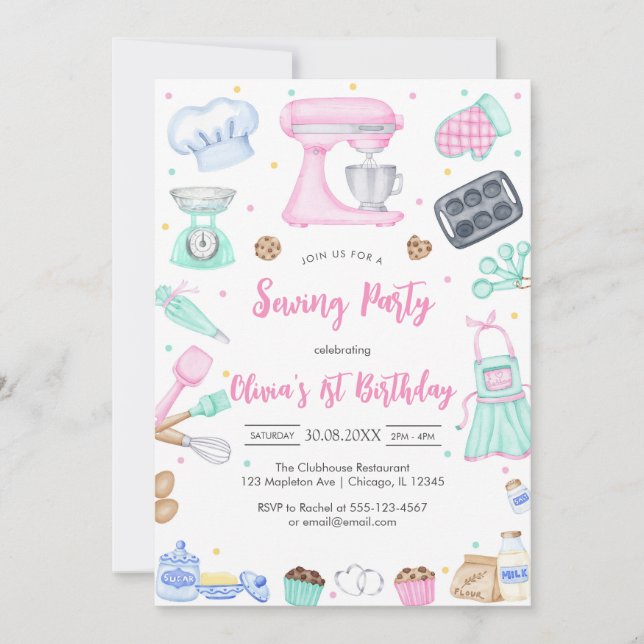Sewing Party Birthday Invitation (Devant)