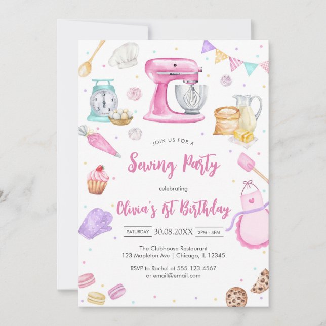 Sewing Party Birthday Invitation (Devant)