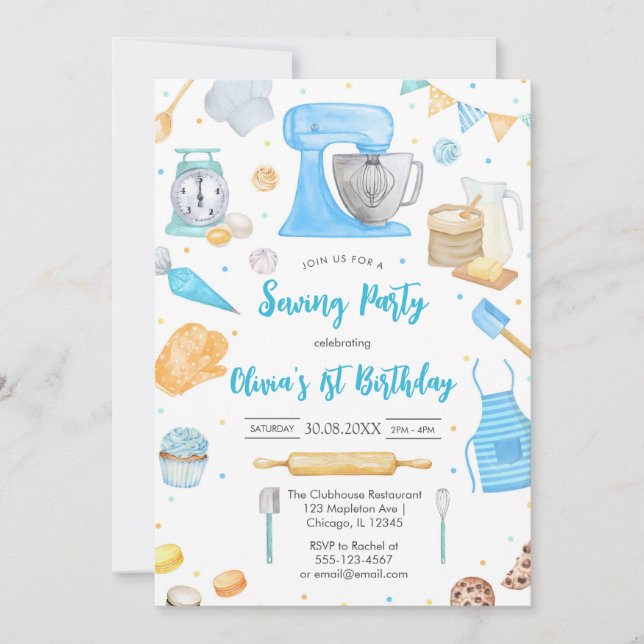 Sewing Party Birthday Invitation (Devant)
