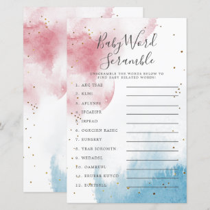 Sexe Révéler aquarelle bébé Word Scramble Jeu