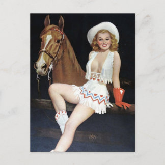 Sexy Cowgirl ! pin's art carte postale