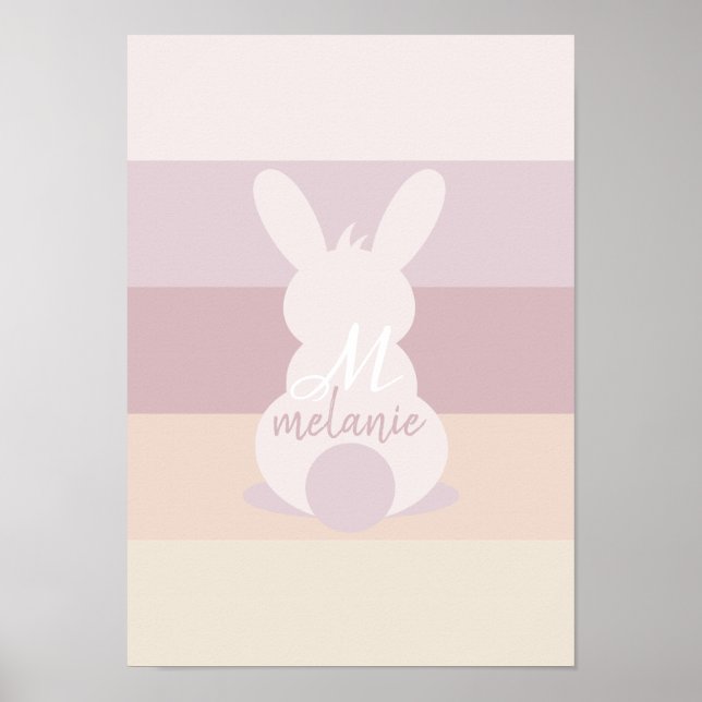 Shabby affiche chic lapin avec nom (Devant)