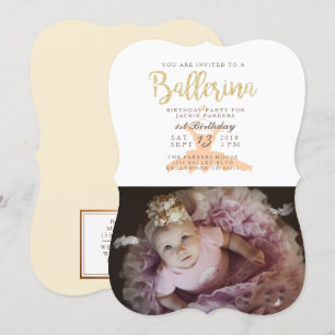 Shabby Chic Ballerina Invitation de fête d'anniver