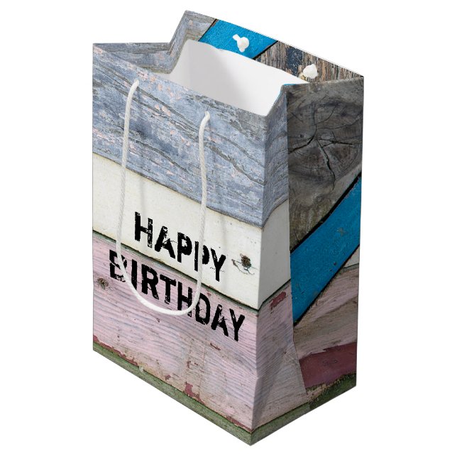 Shabby Chic Bois Moyen Sac Cadeau (Devant Angle)