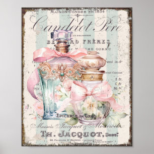 Shabby Chic Bouteilles de parfum Poster en françai