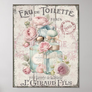 Shabby Chic Bouteilles de parfum Poster en françai