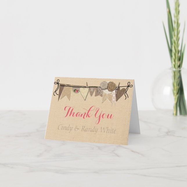 Shabby Chic Carte de remerciements Mariage (Devant)