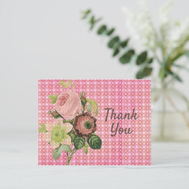 Shabby Chic Cartes de remerciements Rose (Debout devant)