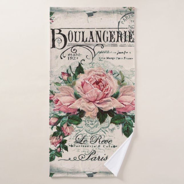shabby chic, découpage, victorien, français chic,  (Serviette de bain)