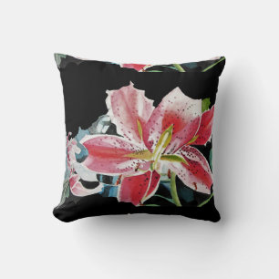 Shabby Chic Lys Noir Fleurs Florales Coussin