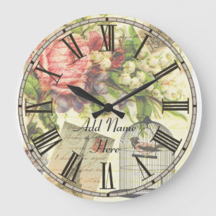 Shabby Chic Paris Kitchen Horloge ajouter le nom p