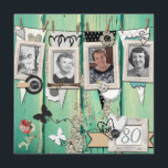 Shabby Chic Photo 80th Birthday Party Invitation<br><div class="desc">Shabby Chic Photo 80th Birthday Party Invitation sur bois vert rustique arrière - plan</div>