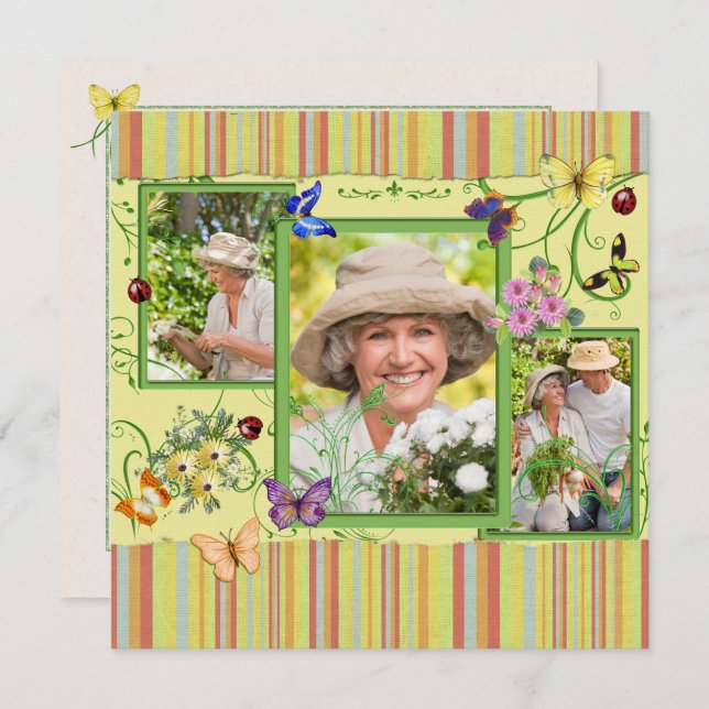 Shabby Chic Photo Invitation à la fête d'anniversa (Devant / Derrière)