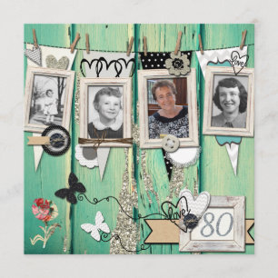 Shabby Chic Photo Invitation à la fête du 80e anni