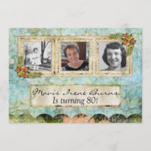 Shabby Chic Photo Invitation à la fête du 80e anni