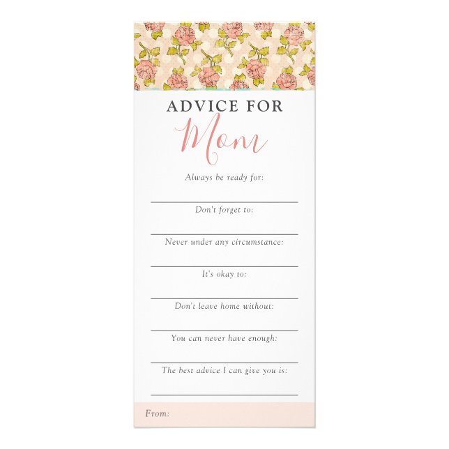 Shabby Chic Roses Conseil Baby shower Carte de jeu (Devant)