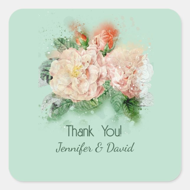 Shabby Chic Roses Stickers Mariage (Devant)