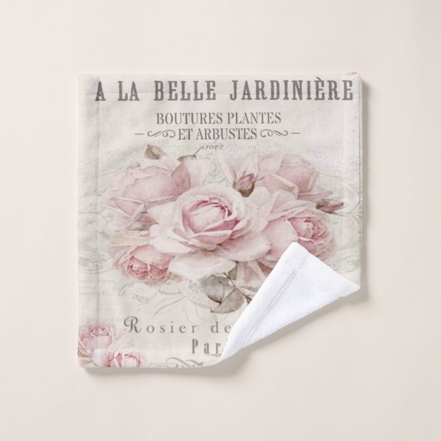 shabby chic, rustique, vintage, floral, collage, p (Gant de toilette)