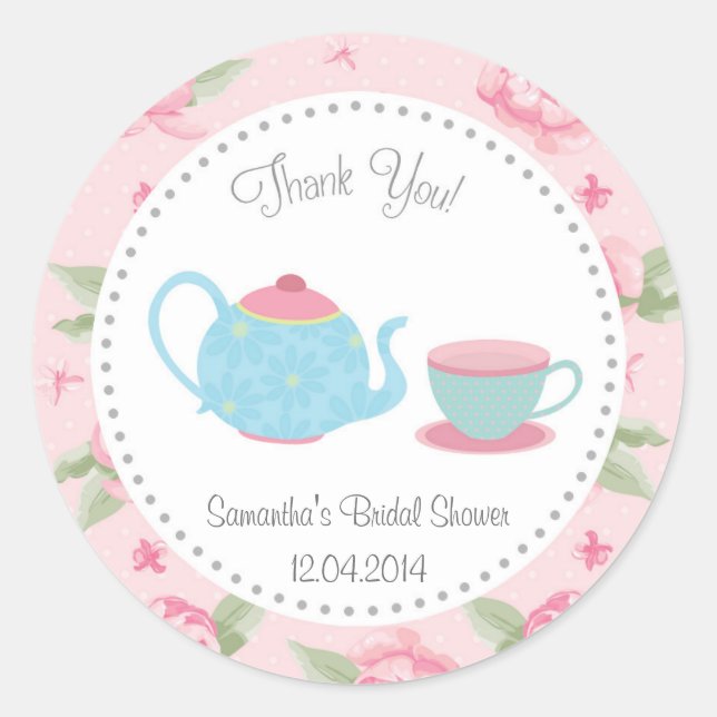 Shabby Chic Tea Party Fête des mariées Sticker (Devant)