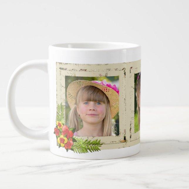 Shabby Chic Three Photo Specialty Mug (Gauche)